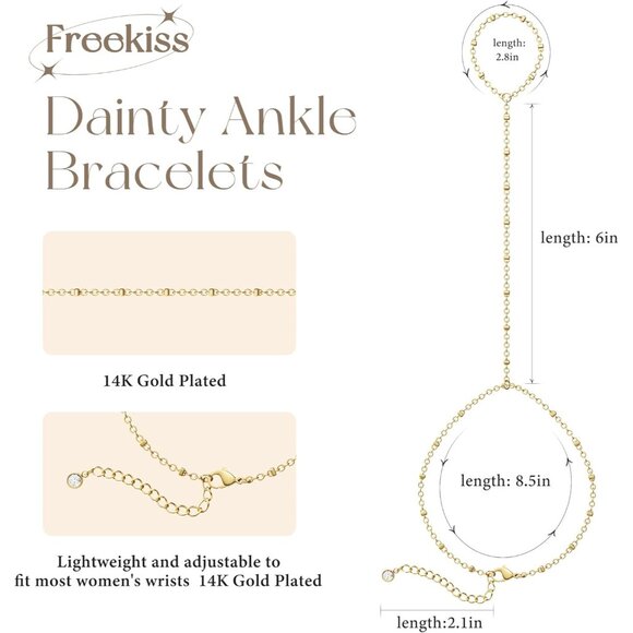 Dainty Layered Beaded Cuban Link  Waterproof Adjustable B-GD Anklet for Women - Picture 4 of 8